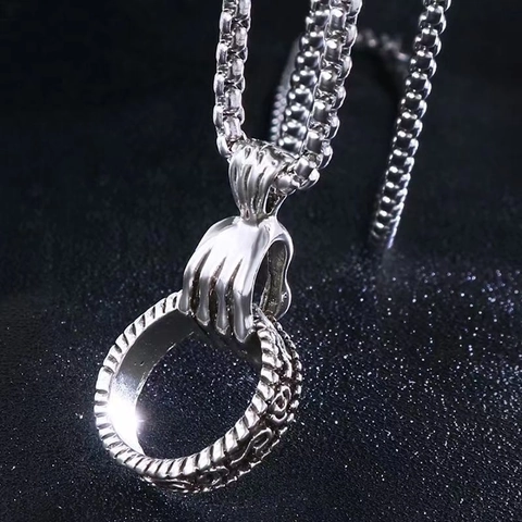 Skelett Hand Ring Anhänger Halskette Edelstahl Perlenkette Hip Hop Rock Punk Vintage Streetwear Schmuck Für Männer Frauen