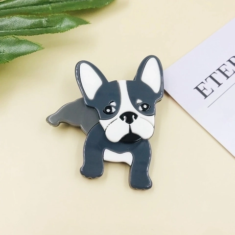 Simpatico Spilla Bulldog Francese Acrilico Spilla Cucciolo Cartone Animato Distintivo Di Moda Per Cappotto Giacca Accessorio Unisex
