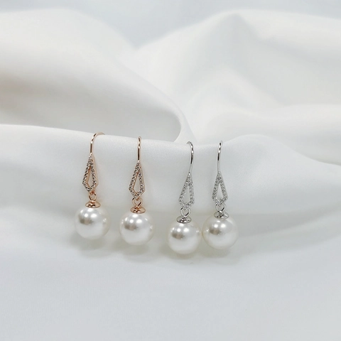 Eleganti Orecchini Pendenti Con Künstliche Perle Bianche Con Perno In Argento Sterling 925 Zirconia Gioielli Per Donna