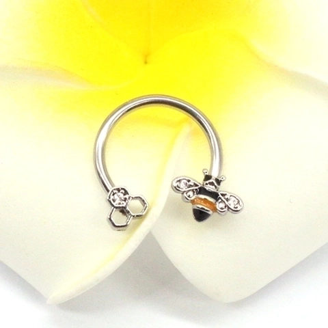 Biene Honigwabe Hufeisen Septum Ring 316L Edelstahl Kupfer Zirkon Emaille Nasenpiercing Schmuck Für Damen
