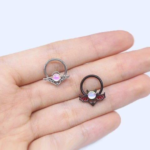 Edelstahl Herz Biene Fledermaus Nasenringe Für Damen Herren Gothic Halloween Piercing Schmuck Engel Teufel Flügel Septum Ring