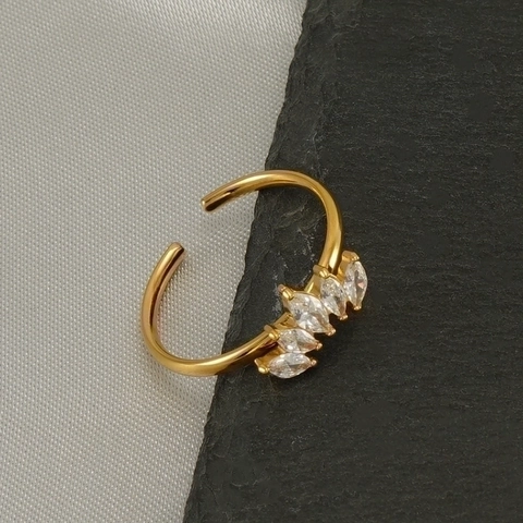Crown Zircon Adjustable Open Ring 18K Gold Plated Stainless Steel Fashion Jewelry For Women