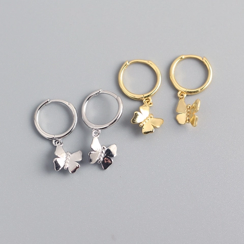 Orecchini A Cerchio Farfalla Argento Sterling 925 Pendenti Animali Minimalisti Gioielli Donna
