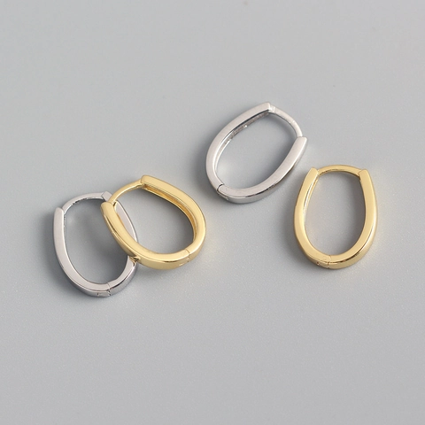 Minimalist Hoop Earrings 925 Sterling Silver Geometric Horseshoe U-Shaped Polished Versatile Jewelry For Women