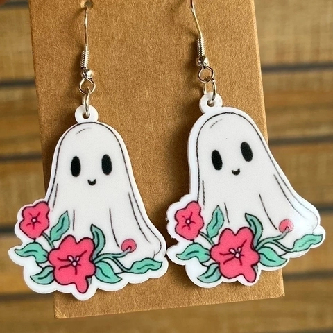 Halloween Acryl Ohrringe Mit Ohrstecker Süße Cartoon Geist Kürbis Fledermaus Totenkopf Geisterhaus Schmuck Für Damen