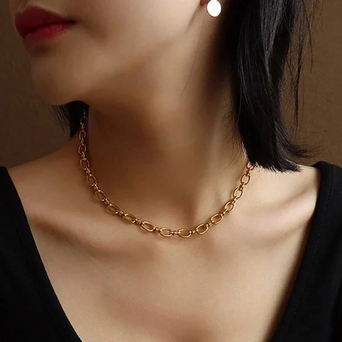 Trendy 18K Vergoldete 304 Edelstahl Ankerkette Halskette Und Armband Für Frauen Hypoallergener Schmuck