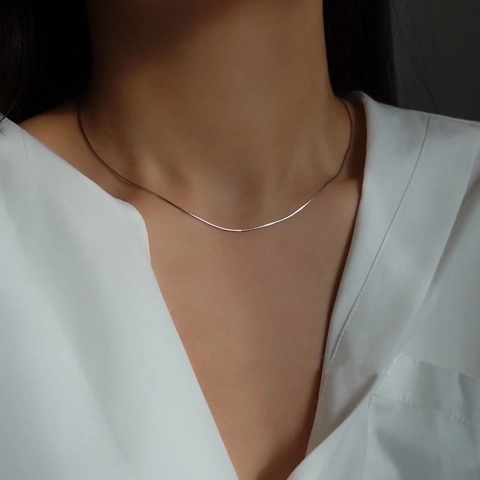 Snake Bone Chain Necklace 925 Sterling Silver Minimalist Clavicle Thin Link For Women Layering