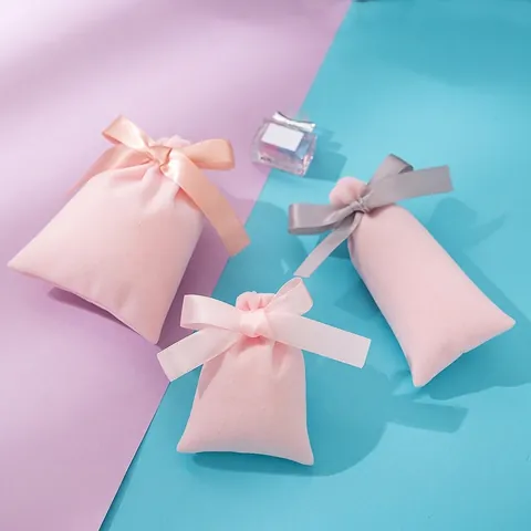 Soft Velvet Drawstring Bags Jewelry Packaging Pouches With Satin Ribbon Bow Elegant Gift Bags For Wedding Party Favors
