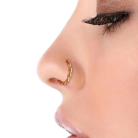 Minimalist Twisted Rope U-Shaped Copper Non-Pierced Nose Ring Clip On Body Jewelry For Women Men Gold Silver Rose Gold Black
