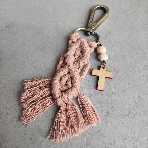 Portachiavi Intrecciato In Macramé Con Perle Di Legno Nappa Ciondolo In Filo Di Cotone Accessorio Vintage Boho Per Borse