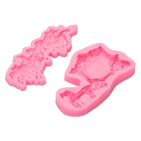 Silicone Fondant Mold European Royal Carriage Galloping Horses Relief DIY Cake Decoration Baking Tools Clay Resin Craft