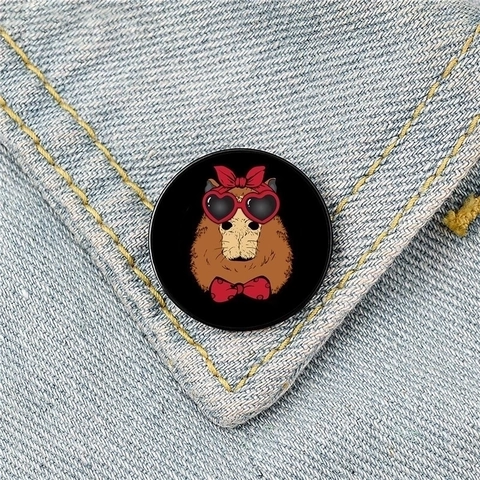 Cartoon Capybara Brosche Anstecknadel Runde Metall Abzeichen Süße Tiere Schmuck Für Rucksack Kleidung Deko Kawaii Accessoire