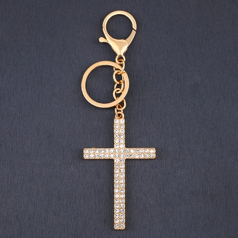 Portachiavi A Croce Strass Lucidi Ciondolo In Lega Ciondolo Per Borsa Religiosa Gioielli In Stile Occidentale