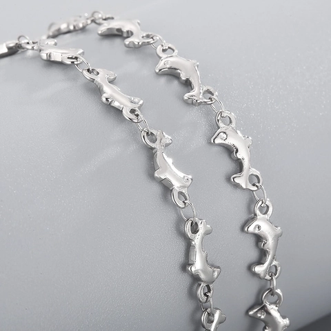 Edelstahl Delfin Kette Halskette Für Damen Minimalistischer Stil Silberner Schmuck Accessoires