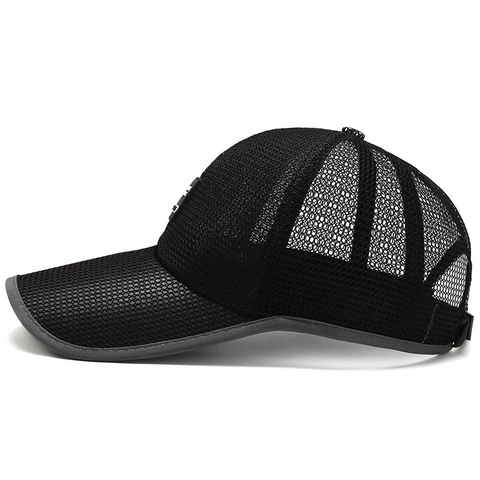Men Outdoor Mesh Baseball Cap Breathable Quick Dry Sun Protection Fishing Hat Adjustable Long Brim Sport Trucker Hat