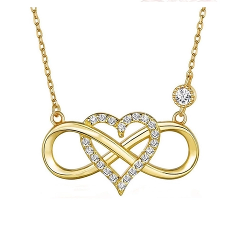 925 Sterling Silver Infinity Heart Pendant Necklace With Sparkling Zirconia Luxurious Romantic Jewelry For Women Valentine Gift