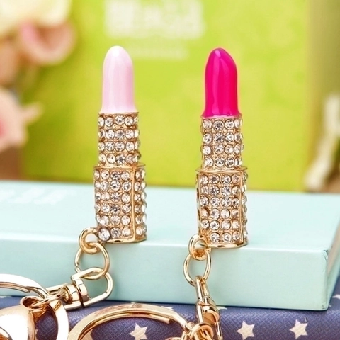 Llavero Modelo De Lápiz Labial Aleación De Diamantes De Imitación Colgante De Bolsa Accesorios De Moda Regalo