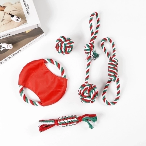 Kerst Hondentouw Speelgoed Katoen Gevlochten Kauwspeelgoed Interactieve Gebitsreiniging Vakantiecadeau Voor Honden