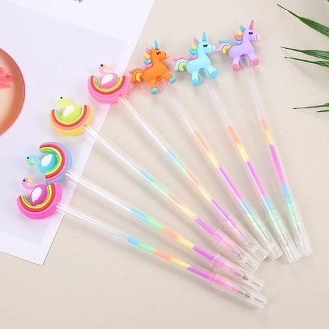 Cartoon Unicorn Swan Rainbow Gel Pens Multi Color Ink Transparent Plastic Writing Stationery Students Kids Office Toppers