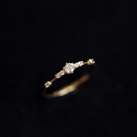 Dainty 925 Sterling Silver Ring 14K Gold Plated Zircon Inlaid Minimalist Elegant Jewelry For Women