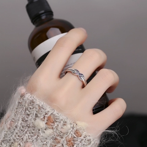 925 Sterling Zilver Gekleurde Zirconia Verstelbare Ring Elegante Twist Geknoopt Ontwerp Mode Open Ring Voor Vrouwen Sieraden