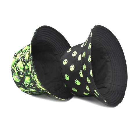 Polyester Grafik Bucket Hat Doppelseitig Totenkopf Alien Druck Outdoor Sonnenschutz Streetwear Unisex Sonnenhut