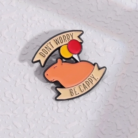Don't Worry Be Cappy Wasserschwein Emaille Pin Legierung Cartoon Tier Brosche Abzeichen Kleidung Taschen Deko Schmuck Geschenk