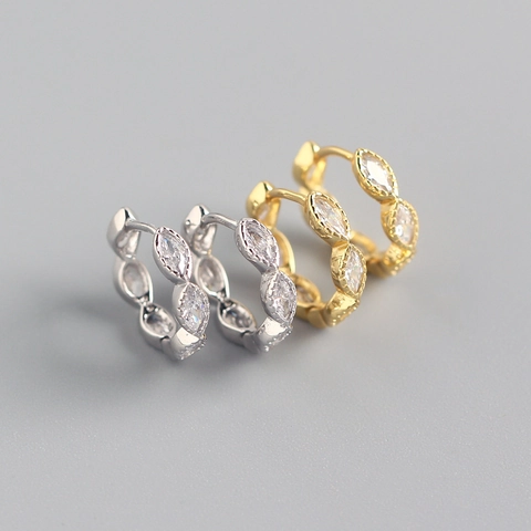 Marquise Cubic Zirkonia Creolen 925 Sterlingsilber Huggie Minimalistischer Eleganter Koreanischer Stil Schmuck Für Frauen