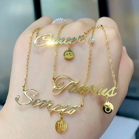 Sterrenbeeld Ketting Roestvrij Staal Verguld Zirkoon Letterbeeld Sterrenbeeld Symbool Hanger Dames Astrologie