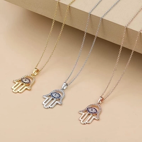 Hamsa Hand Böser Blick Halskette 925 Sterling Silber Mit Zirkonia Zierlicher Schutzschmuck Für Damen Mädchen Geschenkidee