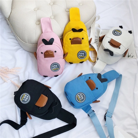 Marsupio In Tela Con Papera Cartone Animato Tracolla Per Donne Bambini Casual Simpatica Forma Di Animale Cinghia Regolabile
