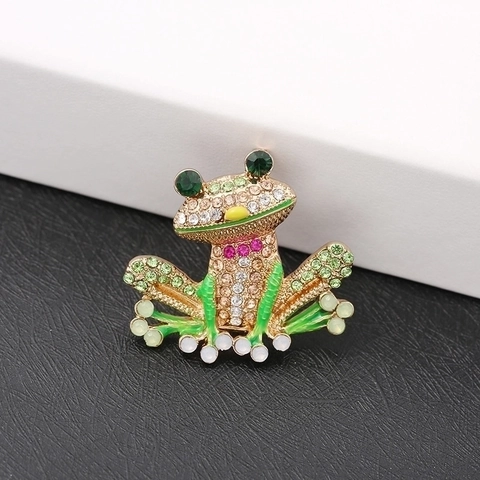 Spilla A Forma Di Rana In Lega Con Strass Retrò Smalto Spilla Animale Per Decorazione Di Vestiti Gioielli Principe Rana
