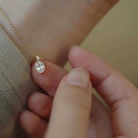 Pulsera De Plata De Ley 925 Con Cristal Blanco Ovalado Chapado En Oro Joyería Minimalista Lágrimas De Sirena Mujer