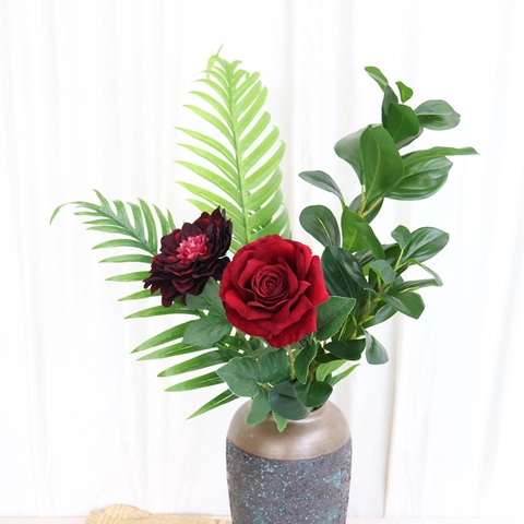 Künstliche Rosen Dahlien Blumen Satin Samt Einzelstiel Realistische Vintage Florale Dekoration Für Zuhause Hochzeit