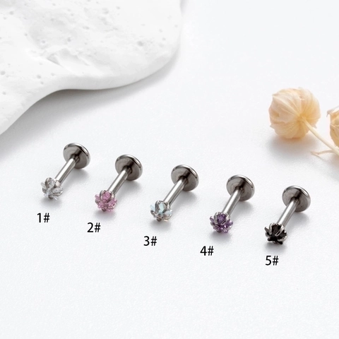Stervormige Zirconia Labret Studs Roestvrij Staal Interne Schroefdraad Oorkraakbeen Piercing Nagels Ingelegde Mode Sieraden