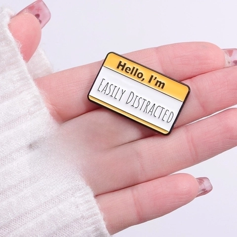 Enamel Brooch Pin Alloy Name Tag Style Funny Personality Slogan Badge For Jackets Bags Clothing Accessory Decorative