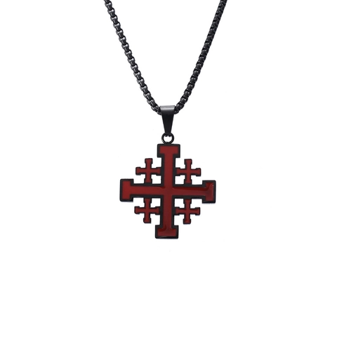 Collana Con Pendente Croce Di Gerusalemme Acciaio Inossidabile Smalto Gioielli Religiosi Hip Hop Per Uomini