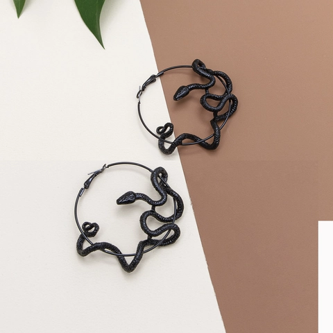 Vintage Gothic Schlangen Hoop Ohrringe Für Damen Edgy Serpent Wrap Runde Kreis Ohrringe Legierung Tier Muster Statement Schmuck