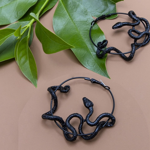 Vintage Gothic Schlangen Hoop Ohrringe Für Damen Edgy Serpent Wrap Runde Kreis Ohrringe Legierung Tier Muster Statement Schmuck