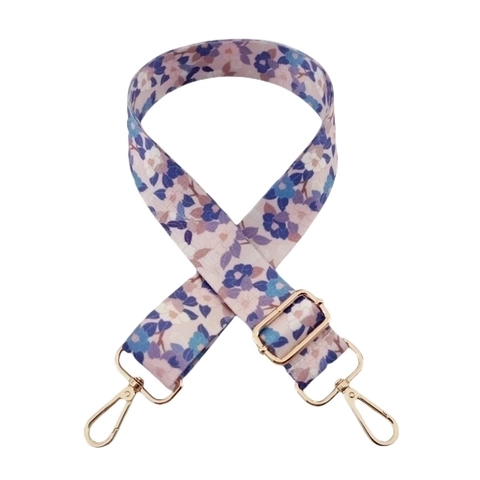 Adjustable Bag Shoulder Strap Replacement Polyester Webbing Wide Floral Pattern Crossbody Purse Belt Metal Buckles