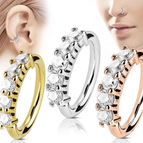 Bloem Cubic Zirconia Body Piercing Hoop Koperen Neus Septum En Oorkraakbeen Ring Voor Mannen En Vrouwen Trendy Glanzend