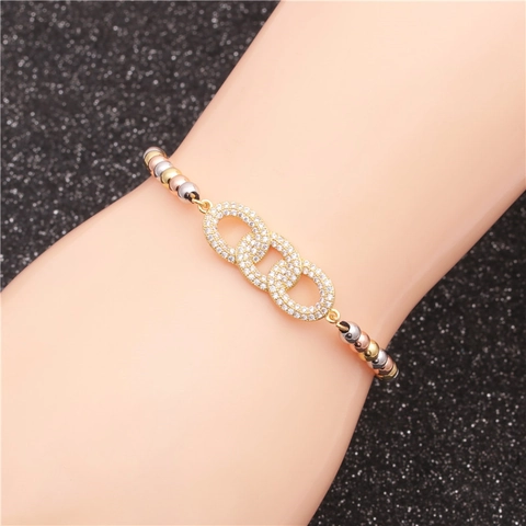 Infinity Symbol Bracelet Copper Micro Pave Cubic Zirconia Adjustable Braided Rope Multi Color Metal Beads Fashion Women
