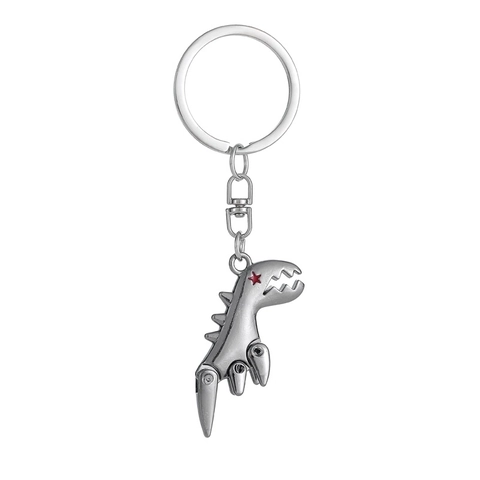 3D Movable Joint Metal Dinosaur Keychain Jurassic Mechanical Small Dinosaur Pendant Zinc Alloy Key Ring Backpack Gift