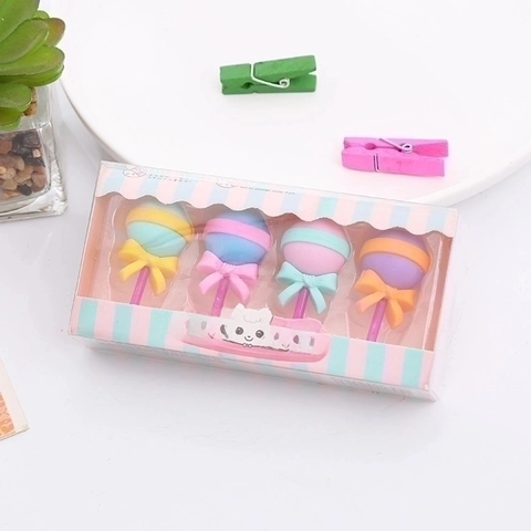 Novelty Dessert Shaped Erasers TPR Rubber Ice Cream Donut Lollipop Popsicle For Kids Student School Classroom Office Supplies