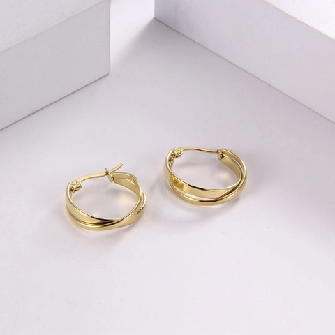 Titanium Steel Geometric Hoop Earrings Double Layer Circular Gold Plated Trendy Jewelry For Women Daily Fashion Accessories
