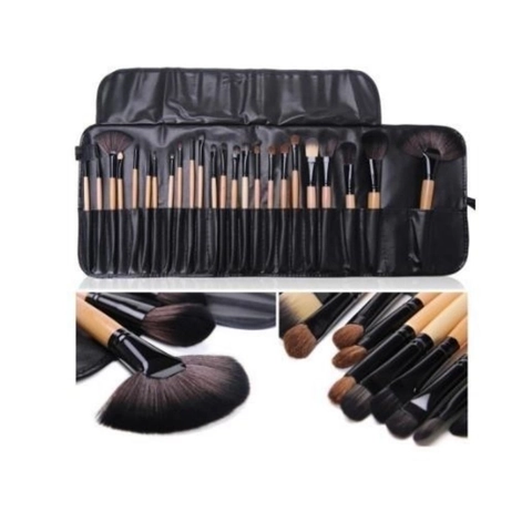Professional Makeup Brushes Synthetic Fiber Bristles Long Handle With PU Leather Wrap Bag For Foundation Eyeshadow Blush Tools