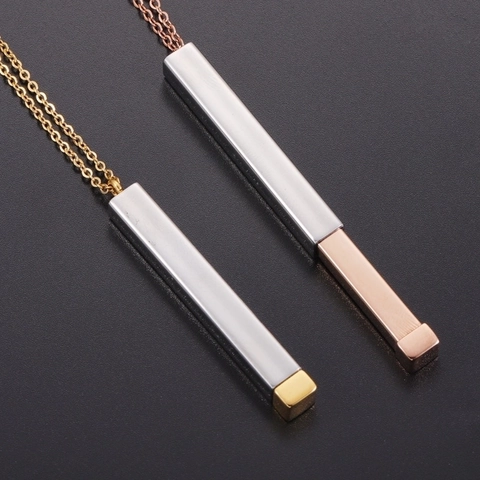 Collana Con Pendente A Barra Geometrica Minimalista Acciaio Inossidabile 304 Retrattile Nascosto 3D Gioielli