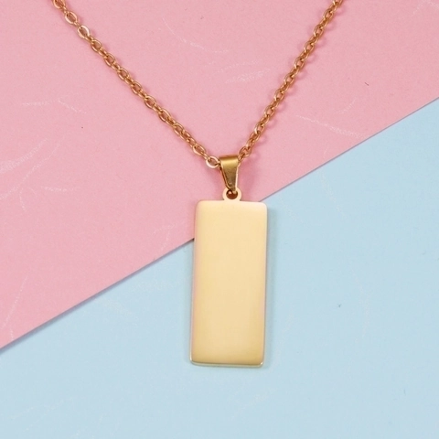Collar Con Colgante Rectangular Minimalista De Acero Inoxidable Pulido Espejo Joyería De Moda Geométrica Para Mujeres Y Hombres
