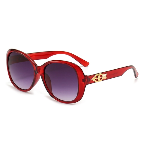 Women Oversized Oval Sunglasses Vintage Plastic Frame UV400 Protection Gradient Lens Golden Arrow Metal Decor Fashion