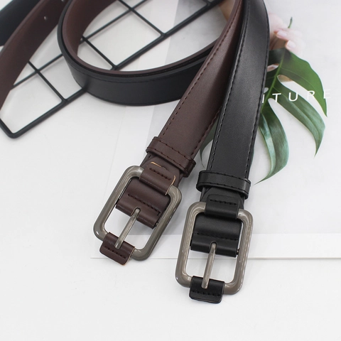 Cintura In Pelle PU Unisex Con Fibbia Rettangolare Rivestita In Pelle Cintura Alla Moda Casual Per Jeans